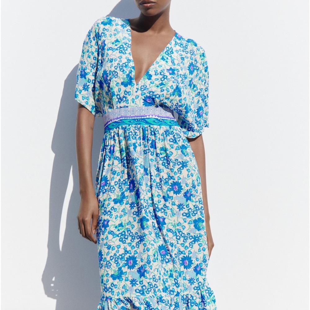 Zara Floral Print Midi Dress